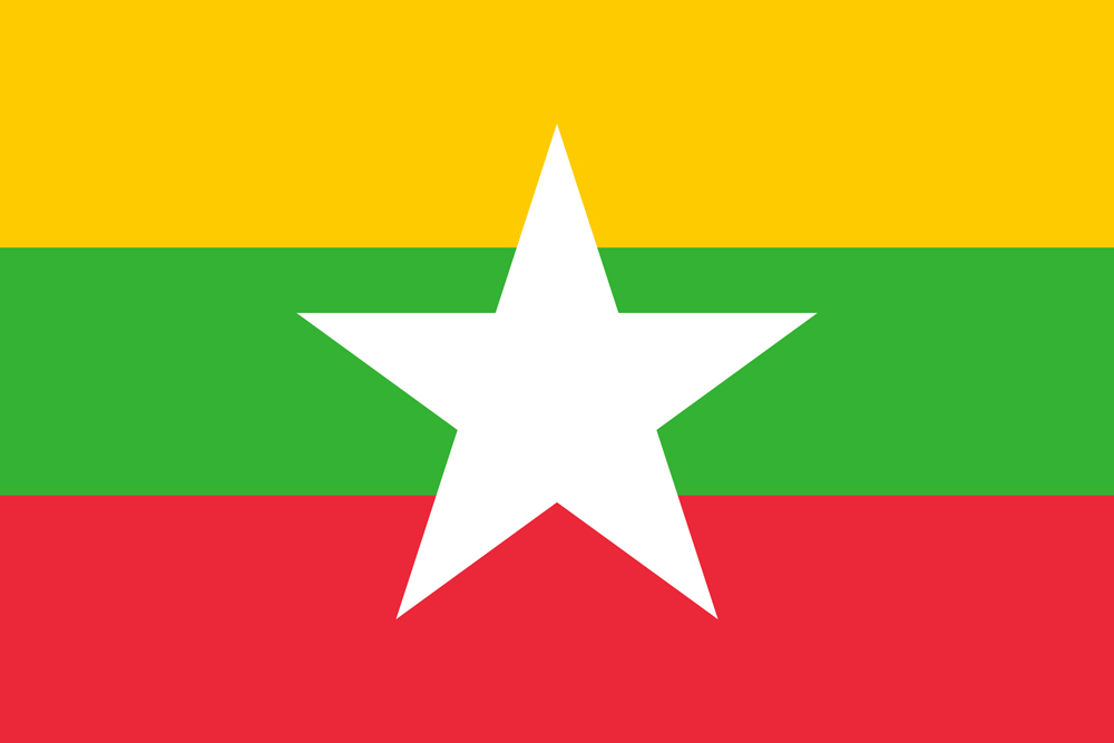 a flag with a white star