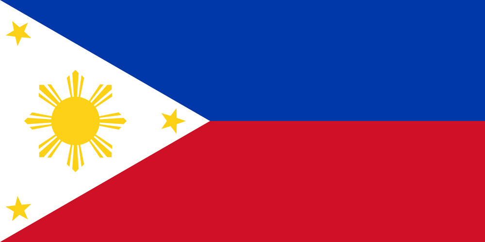 a white, blue, red and yellow sun in the middle flag